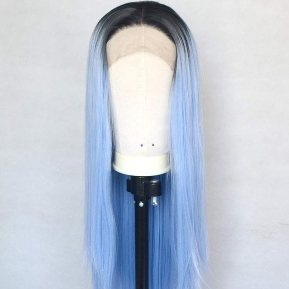 Ombre Ice Blue Lace Front Wigs22inches